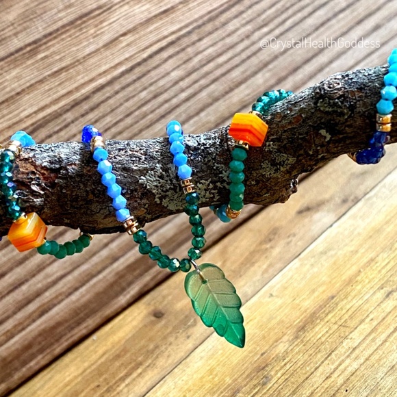 Ocean Sky Crystal Necklace with Austrian Crystals & SeaGlass - Picture 9 of 11